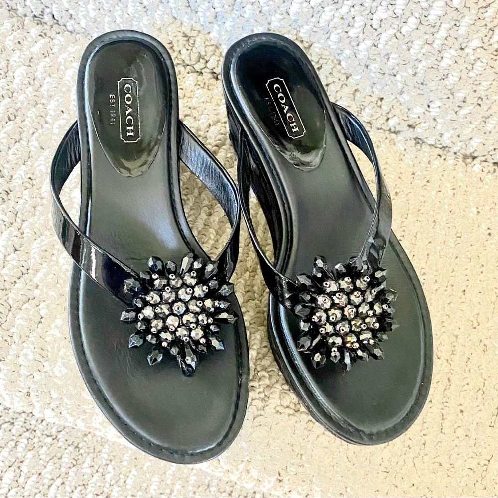 🌹HP🌹The Coach Norice Black Wedge Sandals